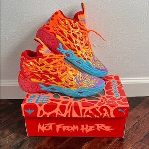 Puma Red and Blue Lomelo Ball Graphic Sneakers